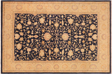 handmade Traditional Kafkaz Chobi Ziegler Blue Gold Hand Knotted RECTANGLE 100% WOOL area rug 10 x 14